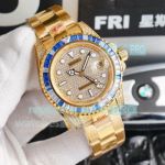 Full Bust Iced Down Rolex Replica GMT Master II Watch Yellow Gold Watch Case